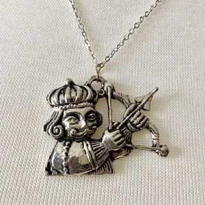 Vtg King of Hearts Cupid Archery Pendant Necklace